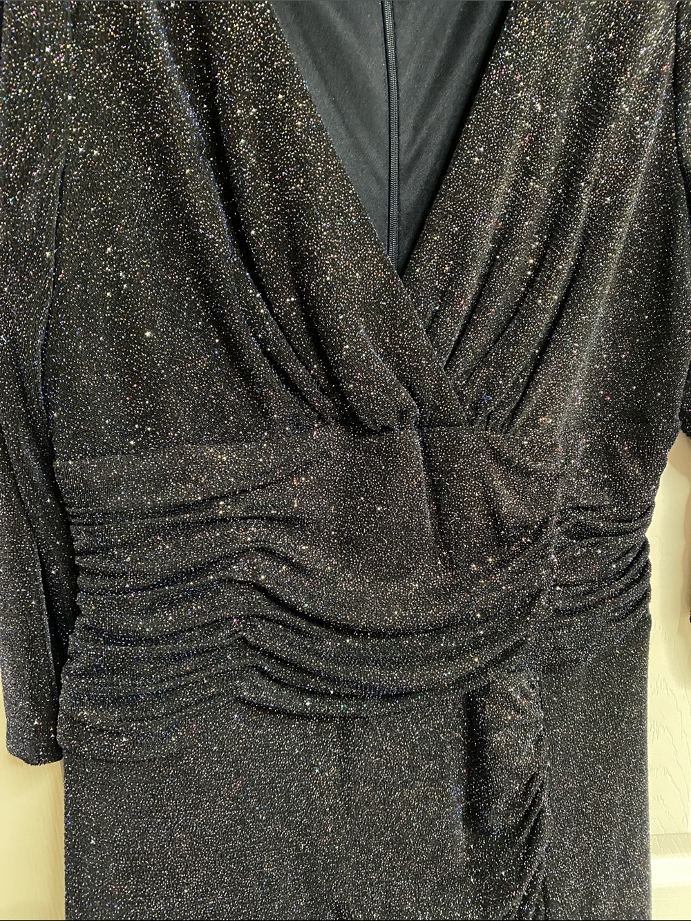 SL Fashions Navy Glitter 3/4-Sleeve Evening Gown - Picture 5 of 7
